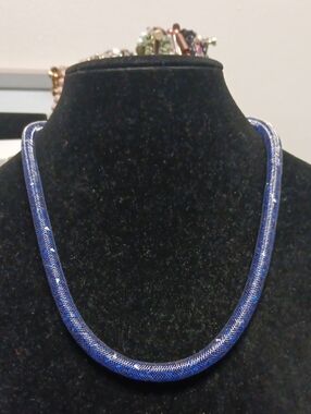 Blue Mesh Tube Necklace for Women - Sleek Everyday Style